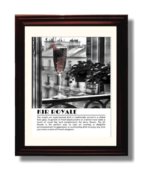 Kir Royale French Bubbles Drinks Defined Poster - 8x10 Beveled Frame