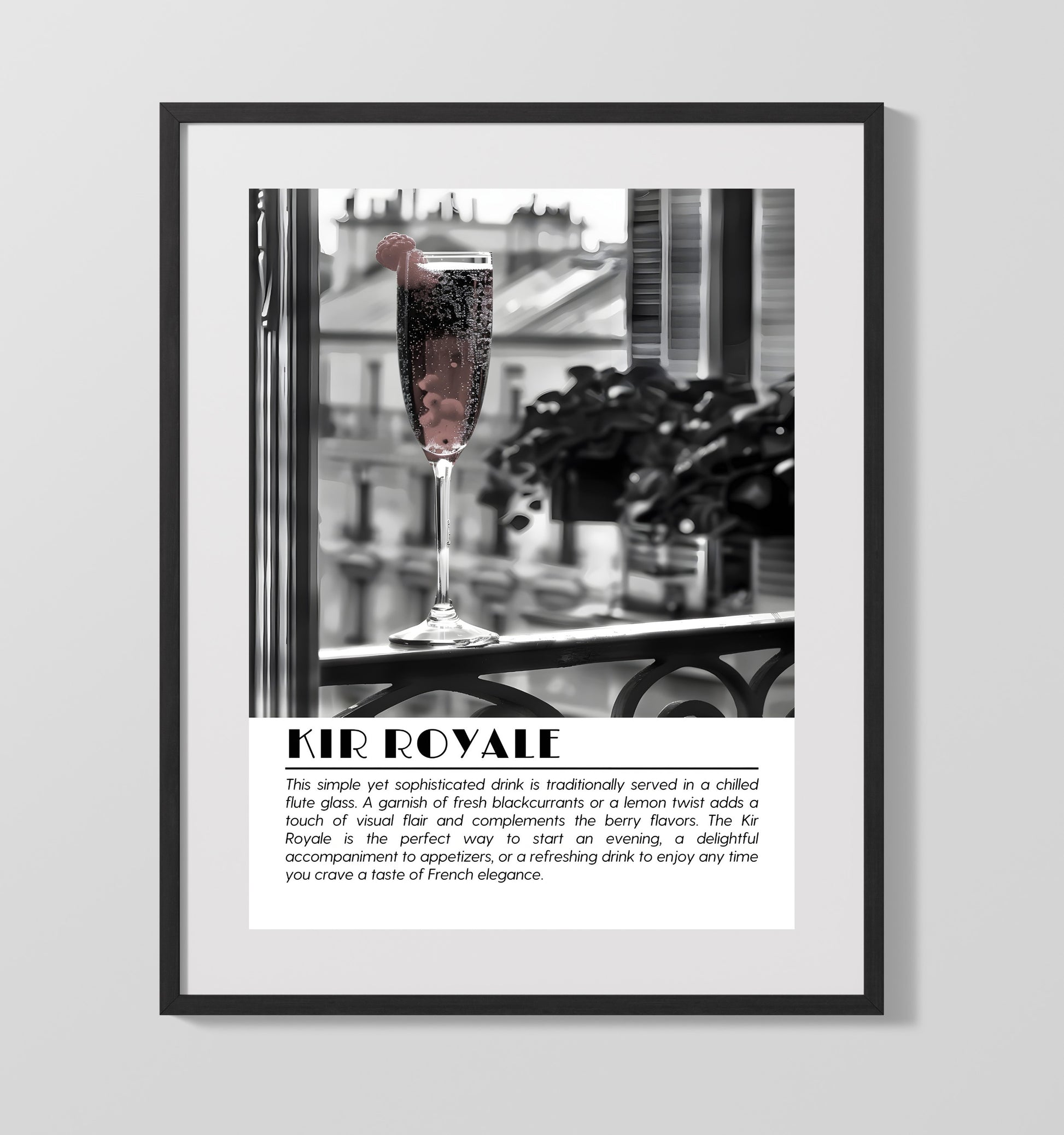 Kir Royale French Bubbles Drinks Defined Poster - 16x20 Gallery Frame