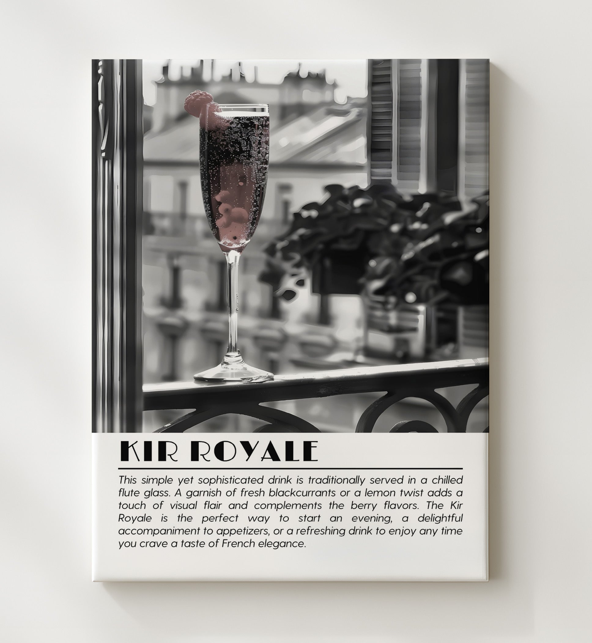 Kir Royale French Bubbles Drinks Defined Poster - 20x24 Canvas