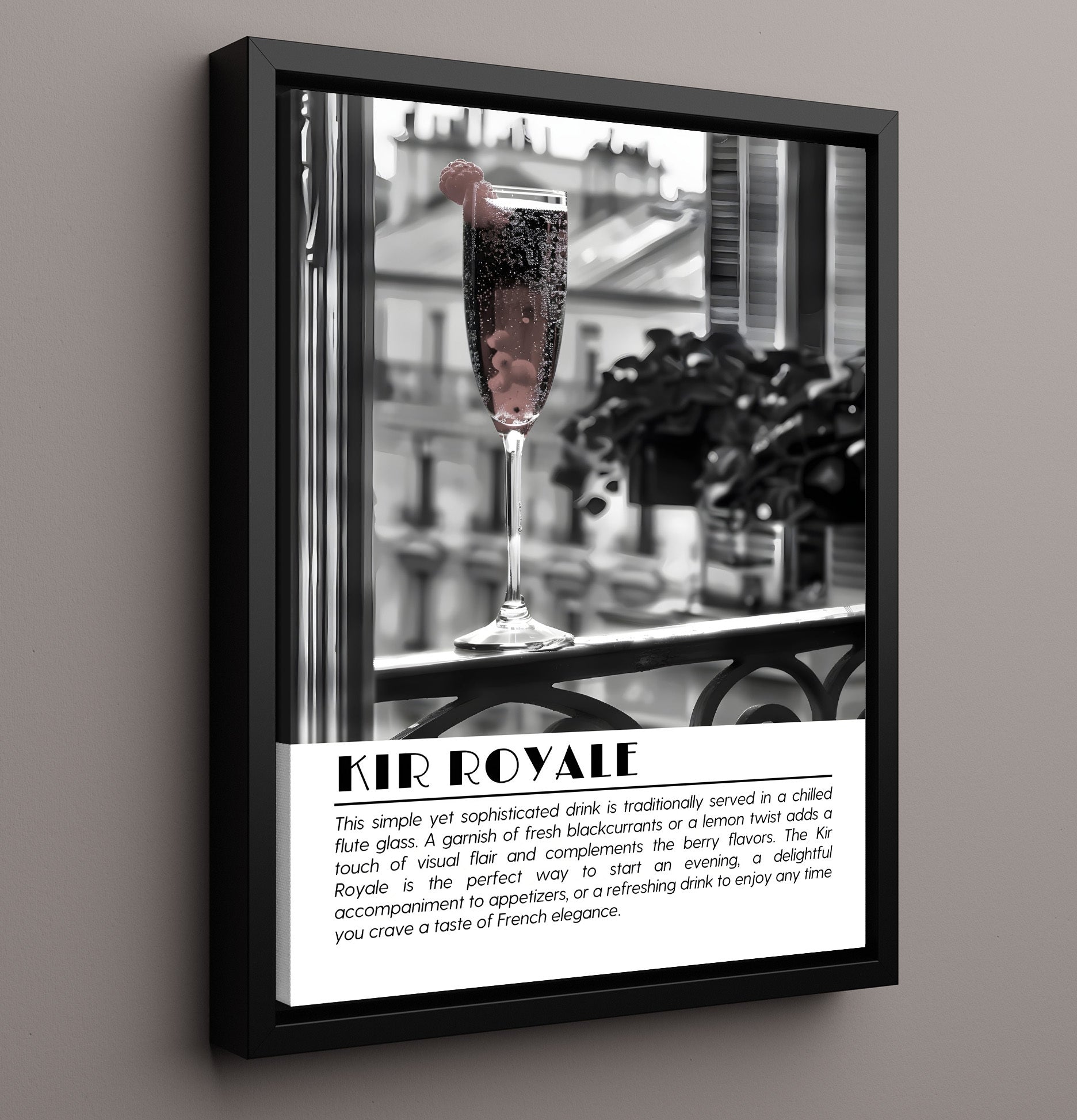 Kir Royale French Bubbles Drinks Defined Poster - 16x20 Framed Canvas
