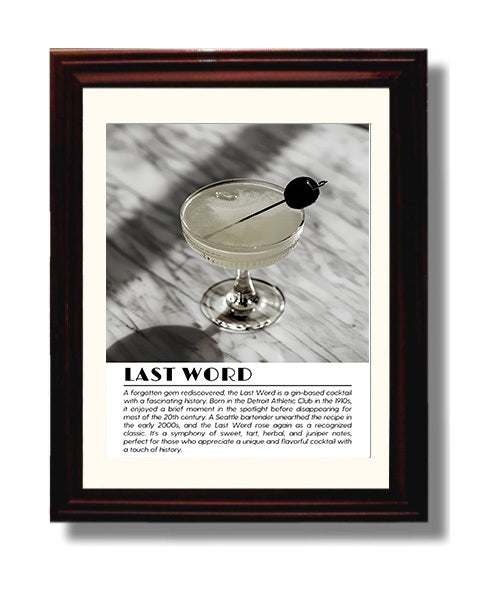 Last Word Historic Classic Drinks Defined Poster - 8x10 Beveled Frame