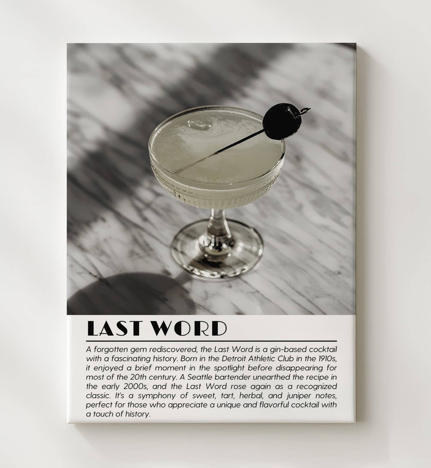 Last Word Historic Classic Drinks Defined Poster - 20x24 Canvas
