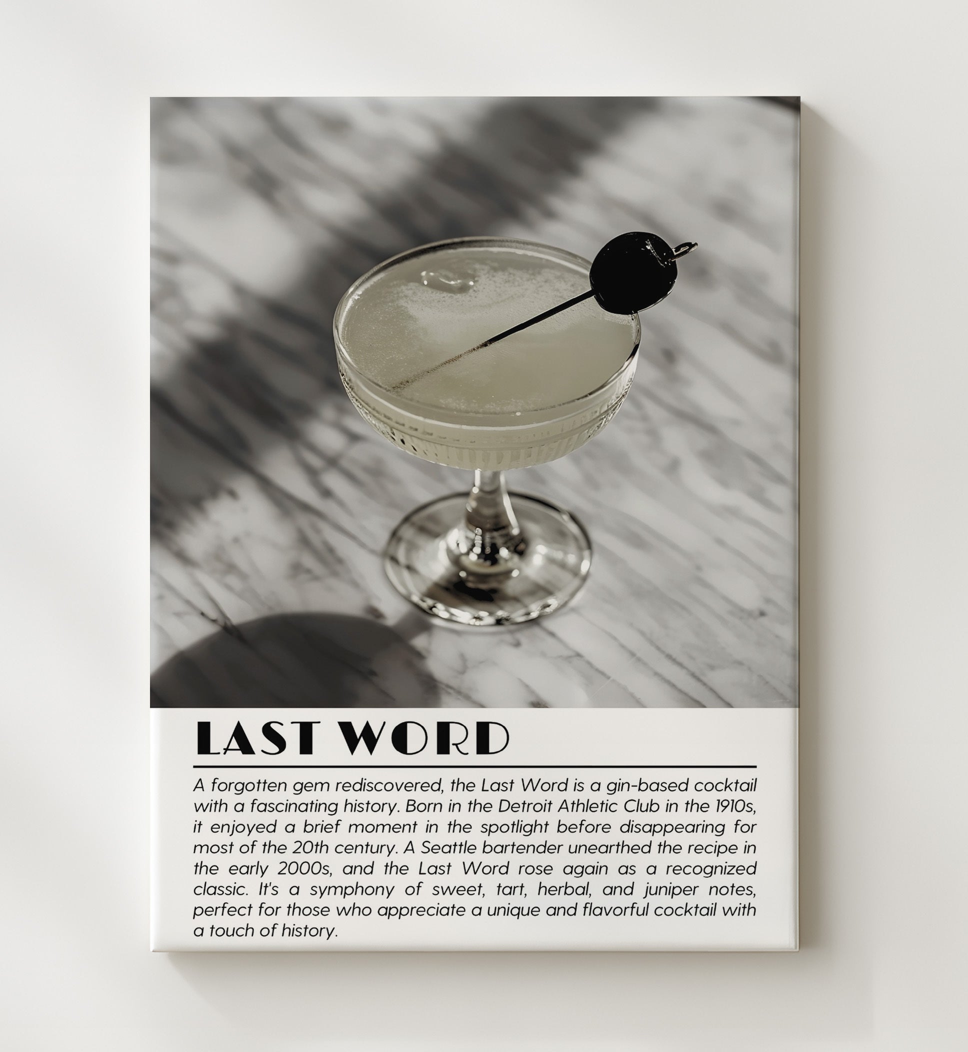 Last Word Historic Classic Drinks Defined Poster - 20x24 Canvas