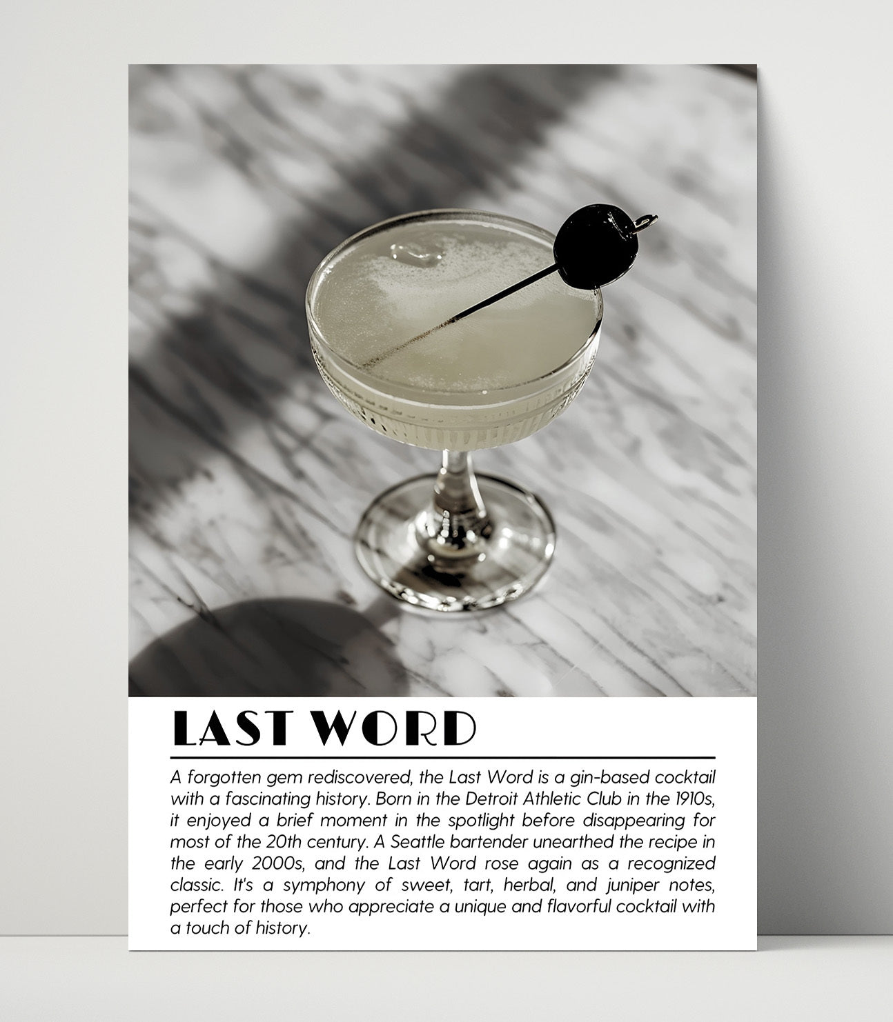 Last Word Historic Classic Drinks Defined Poster - 16x20 Unframed Print