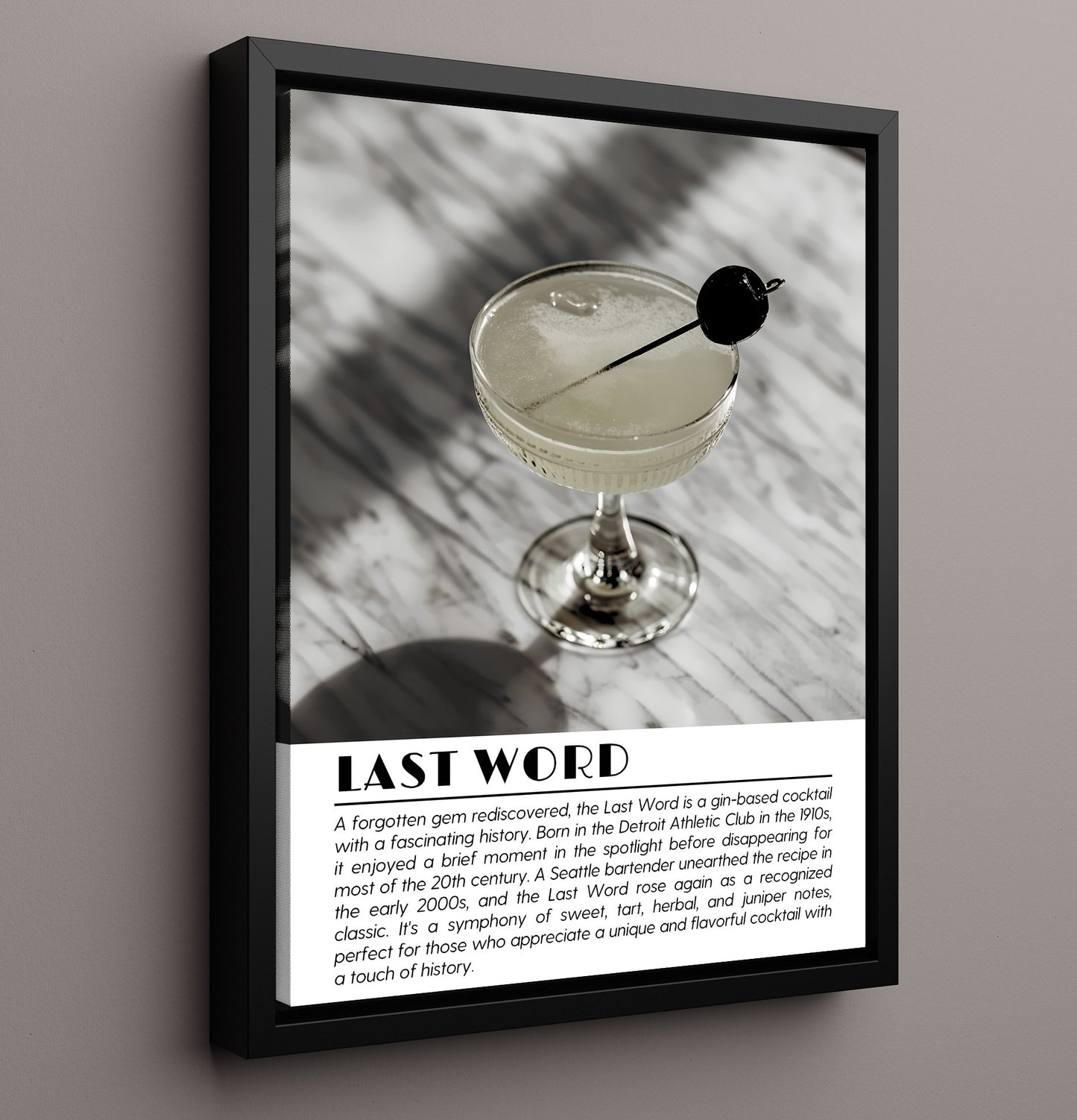 Last Word Historic Classic Drinks Defined Poster - 16x20 Framed Canvas