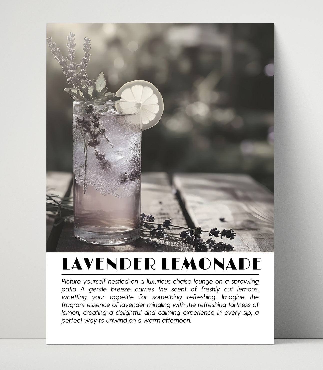 Lavender Lemonade Floral Refreshment Drinks Defined Poster - 16x20 Unframed Print