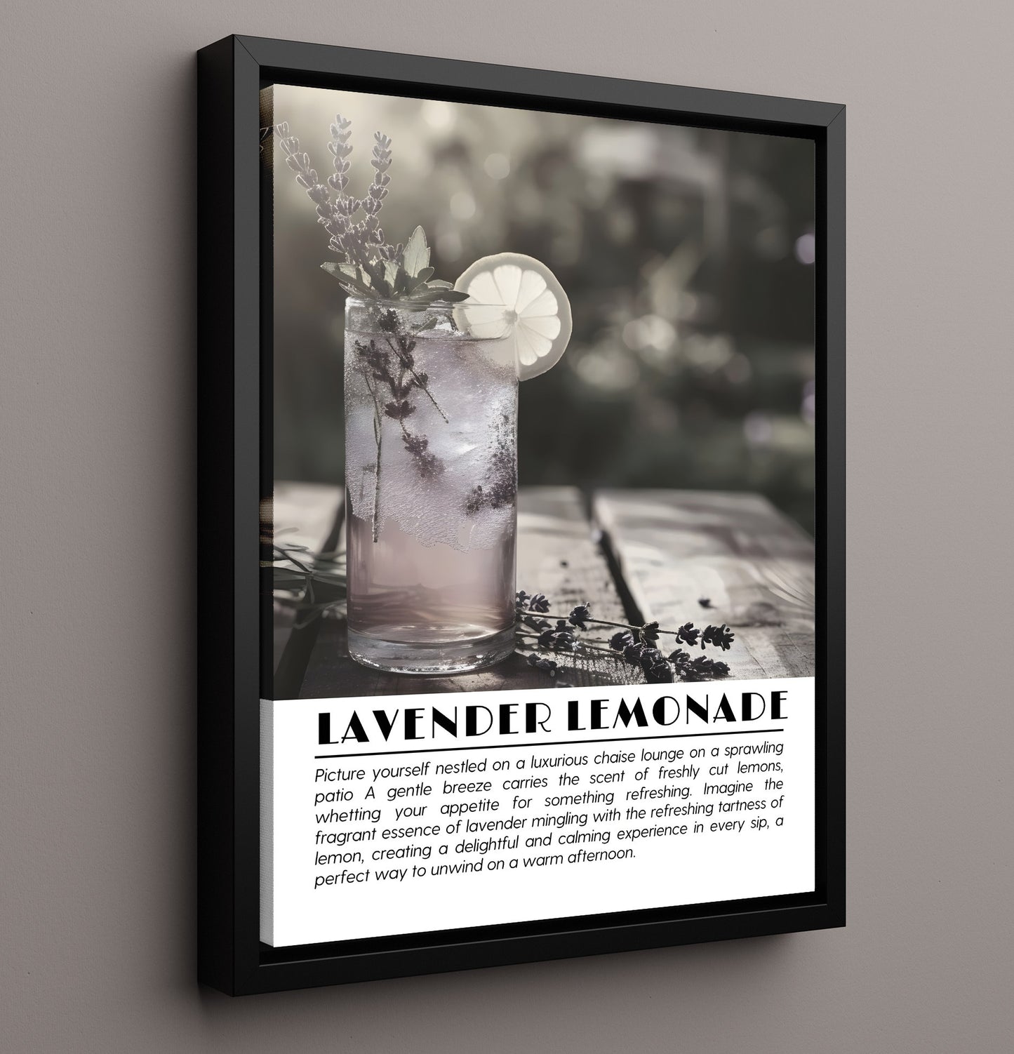 Lavender Lemonade Floral Refreshment Drinks Defined Poster - 16x20 Framed Canvas