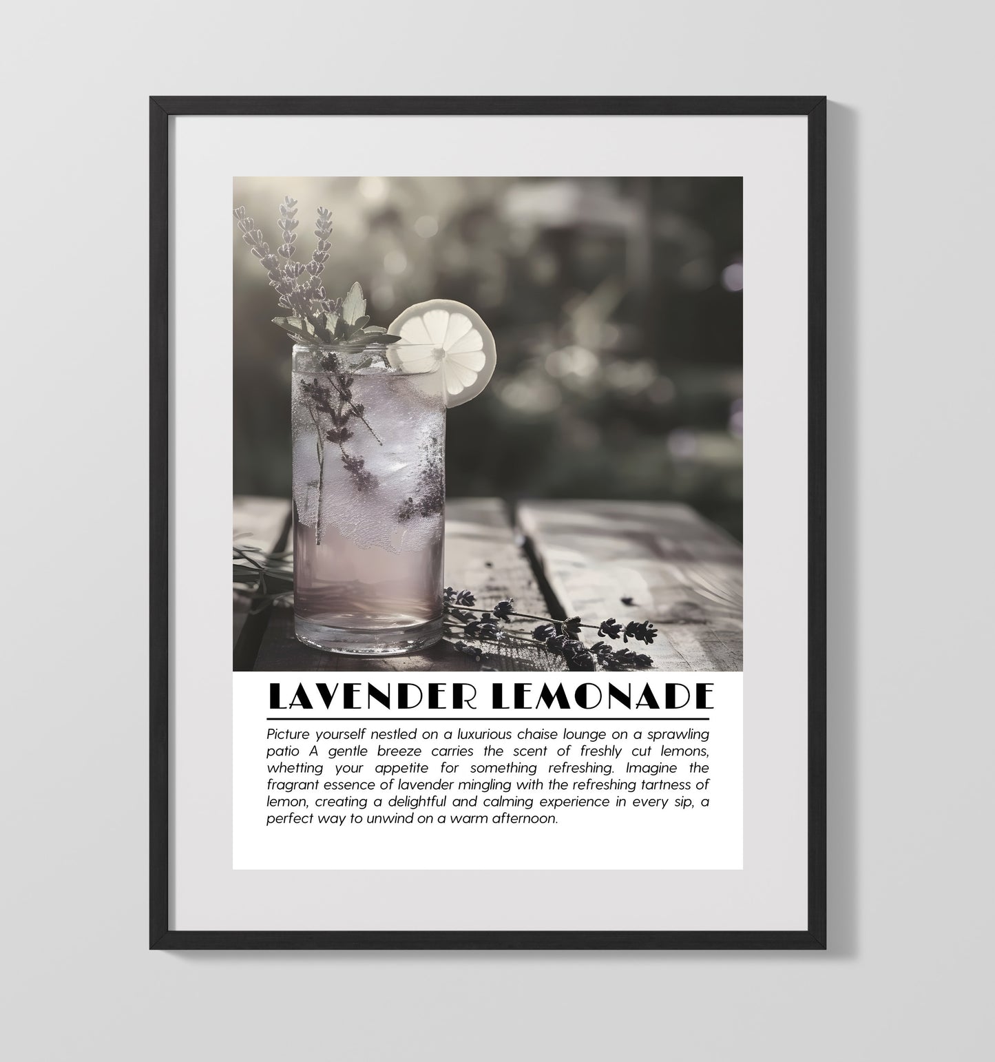Lavender Lemonade Floral Refreshment Drinks Defined Poster - 16x20 Gallery Frame