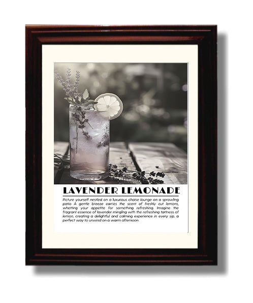 Lavender Lemonade Floral Refreshment Drinks Defined Poster - 8x10 Beveled Frame