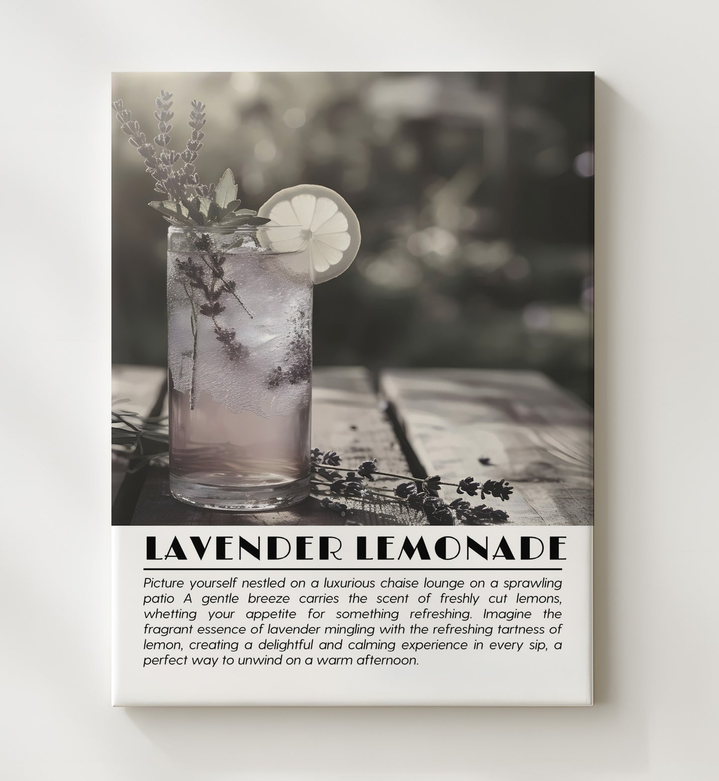Lavender Lemonade Floral Refreshment Drinks Defined Poster - 20x24 Canvas