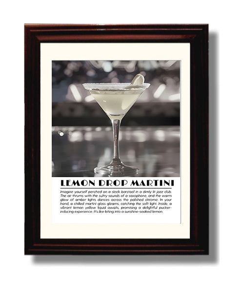 Lemon Drop Martini Citrus Elegance Drinks Defined Poster - 8x10 Beveled Frame