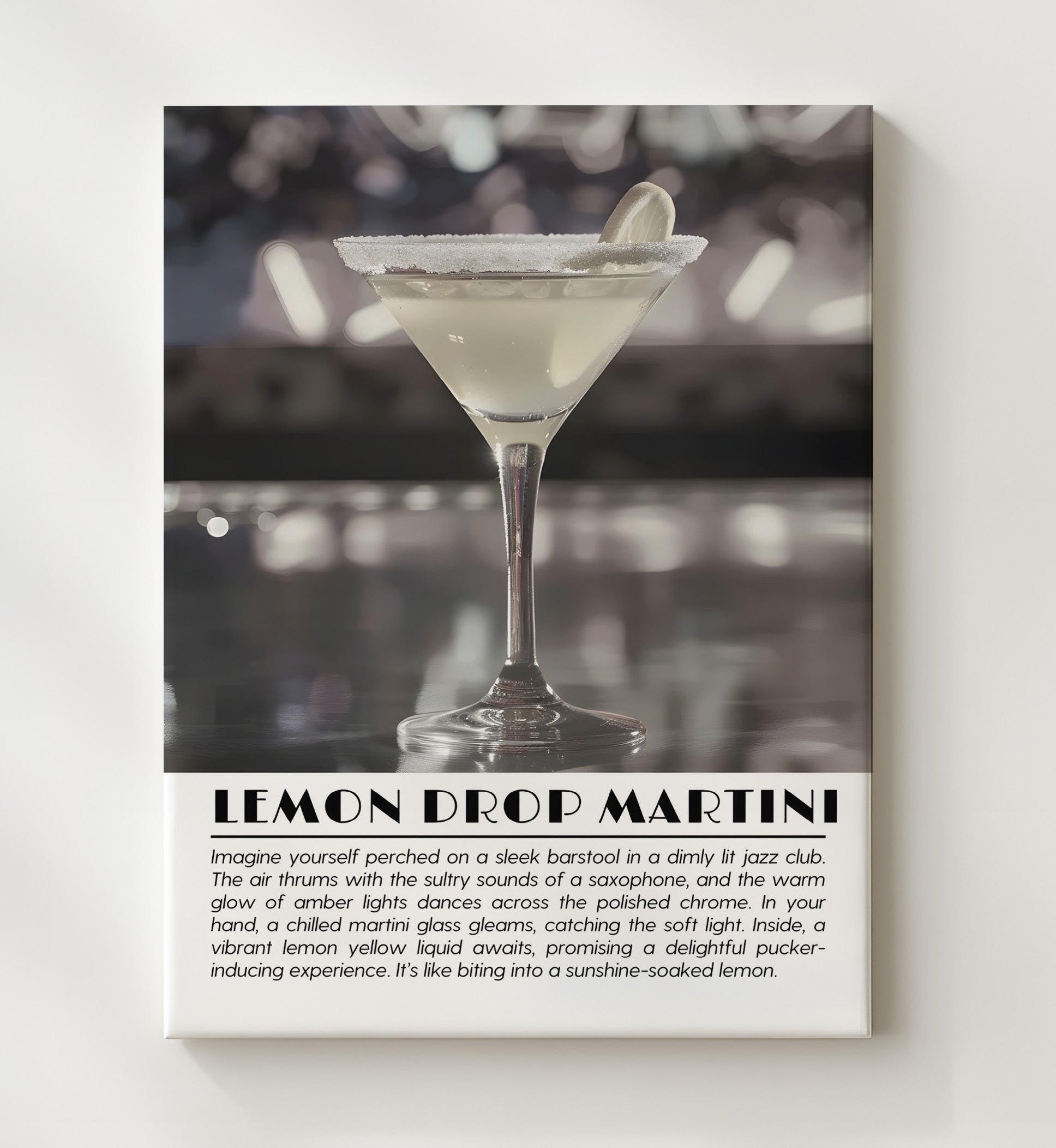 Lemon Drop Martini Citrus Elegance Drinks Defined Poster - 20x24 Canvas