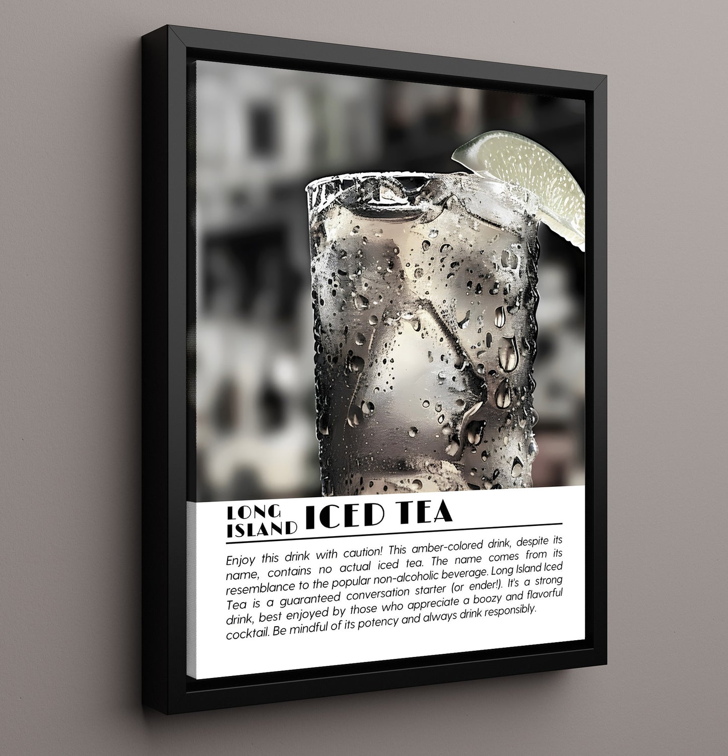Long Island Iced Tea Cocktail Classic Drinks Defined Poster - 16x20 Framed Canvas