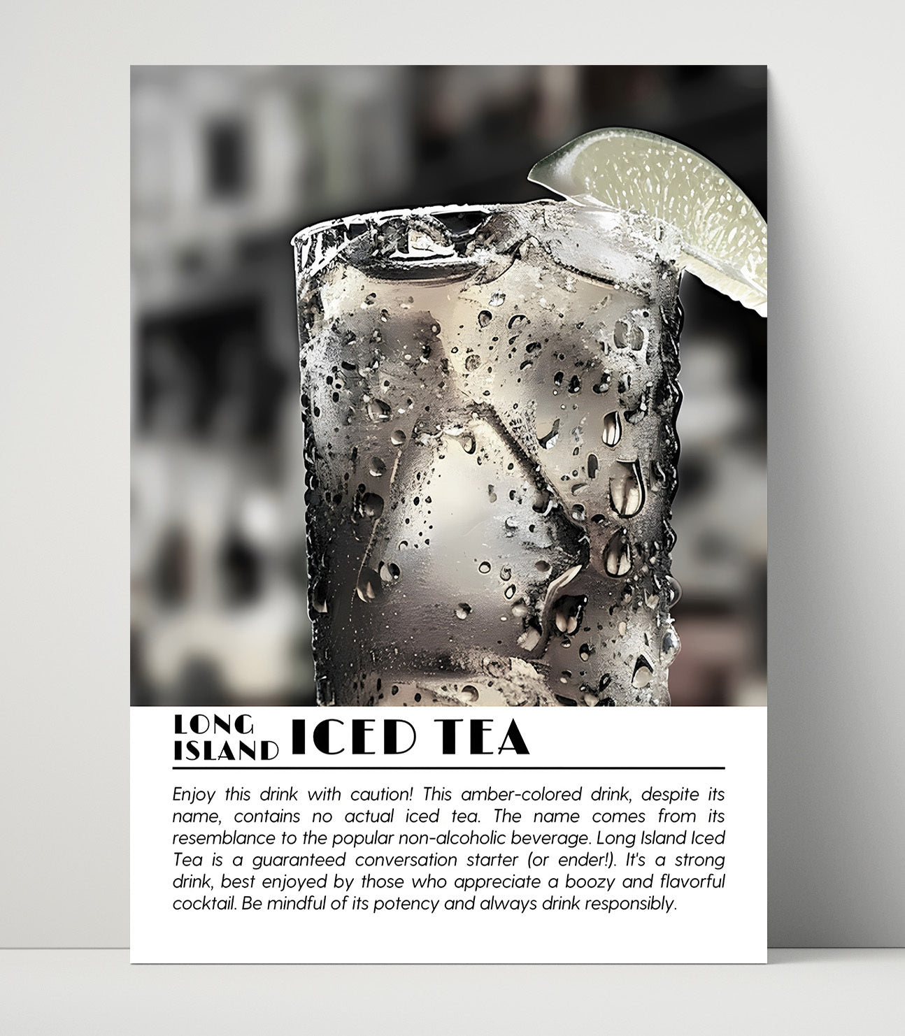 Long Island Iced Tea Cocktail Classic Drinks Defined Poster - 16x20 Unframed Print