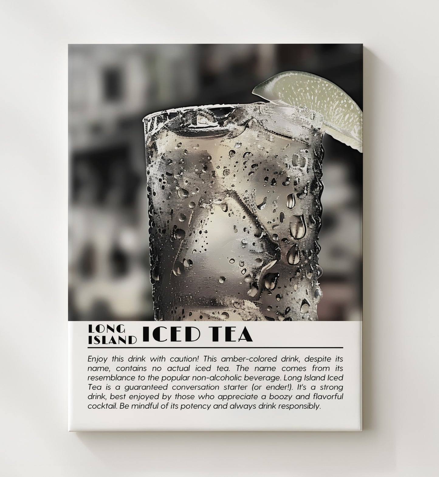 Long Island Iced Tea Cocktail Classic Drinks Defined Poster - 20x24 Canvas