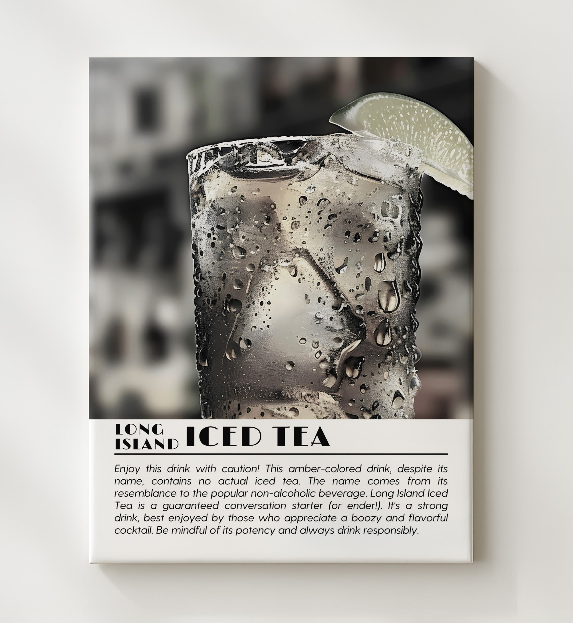 Long Island Iced Tea Cocktail Classic Drinks Defined Poster - 20x24 Canvas