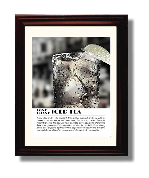 Long Island Iced Tea Cocktail Classic Drinks Defined Poster - 8x10 Beveled Frame