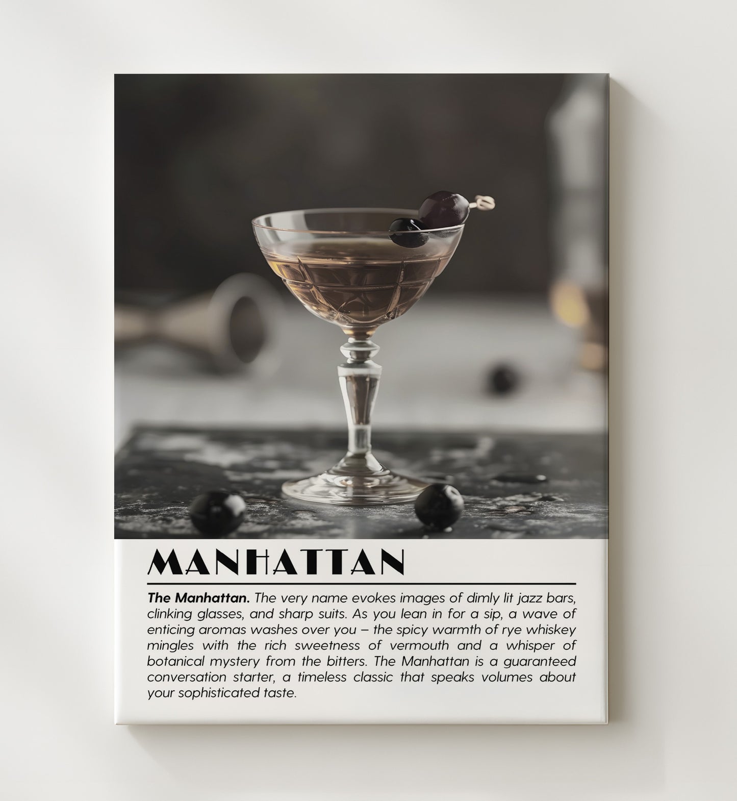 Manhattan Whiskey Classic Drinks Defined Poster - 20x24 Canvas