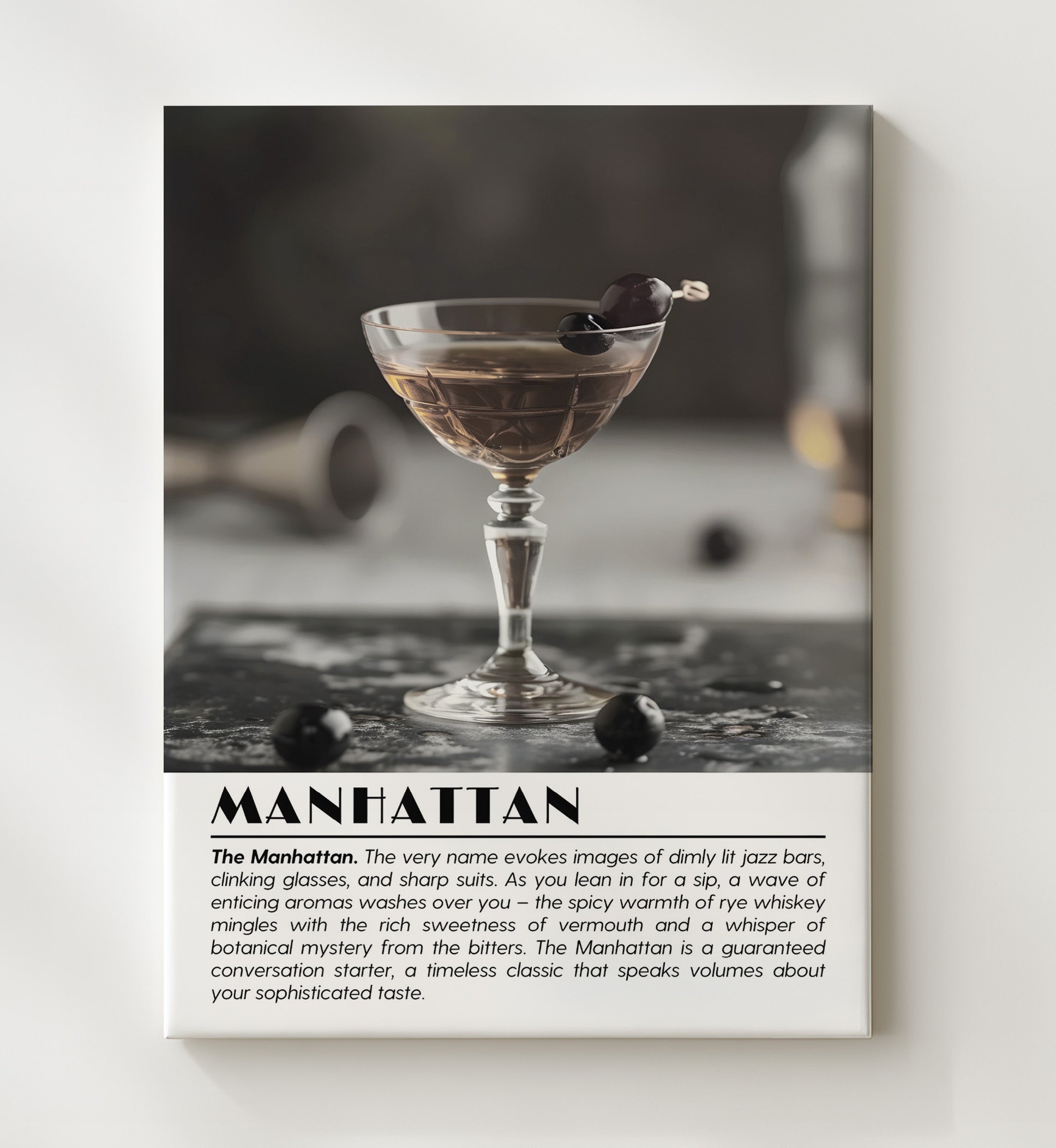 Manhattan Whiskey Classic Drinks Defined Poster - 20x24 Canvas