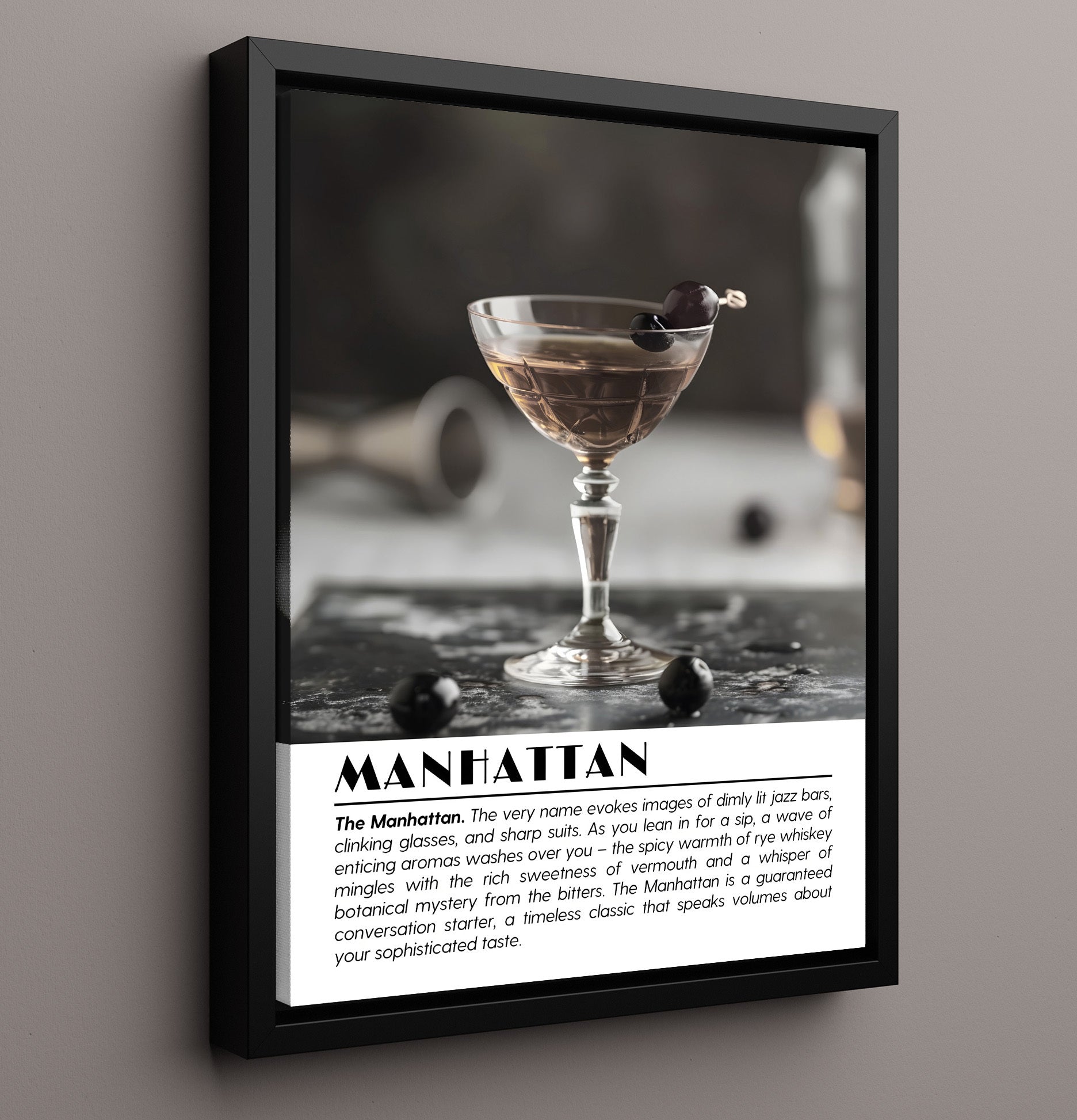 Manhattan Whiskey Classic Drinks Defined Poster - 16x20 Framed Canvas