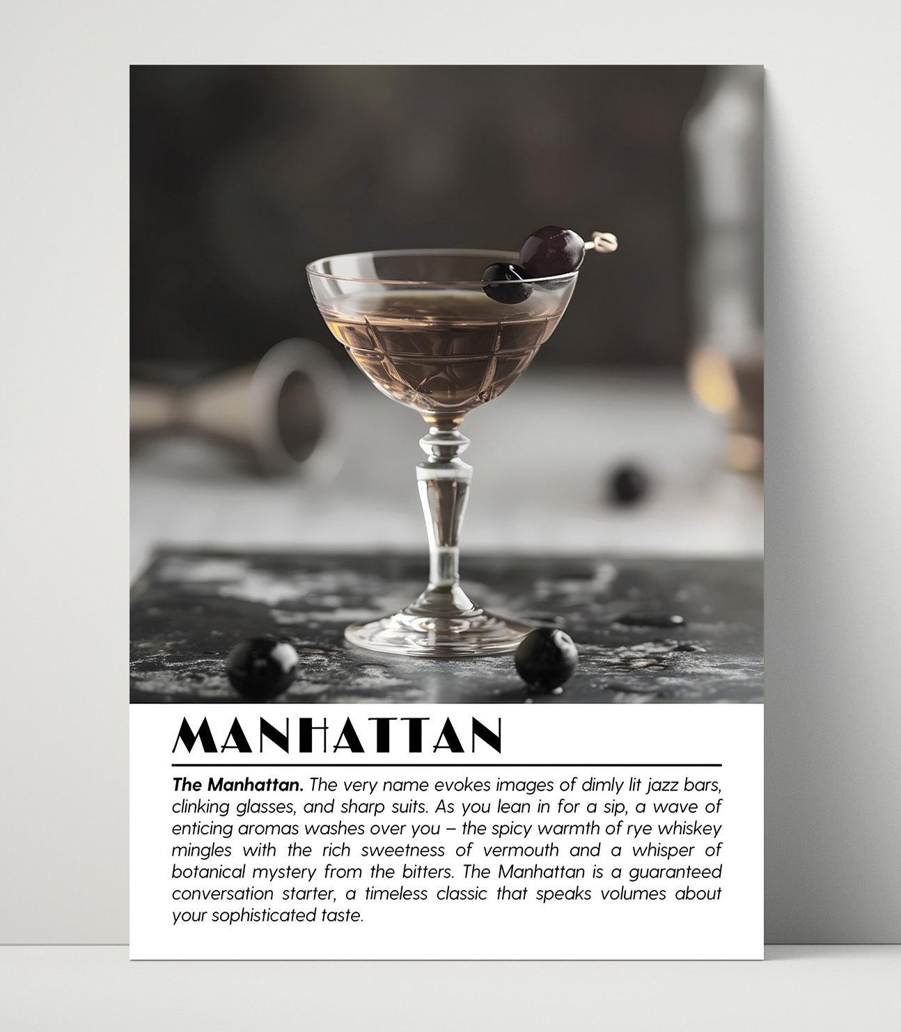 Manhattan Whiskey Classic Drinks Defined Poster - 16x20 Unframed Print