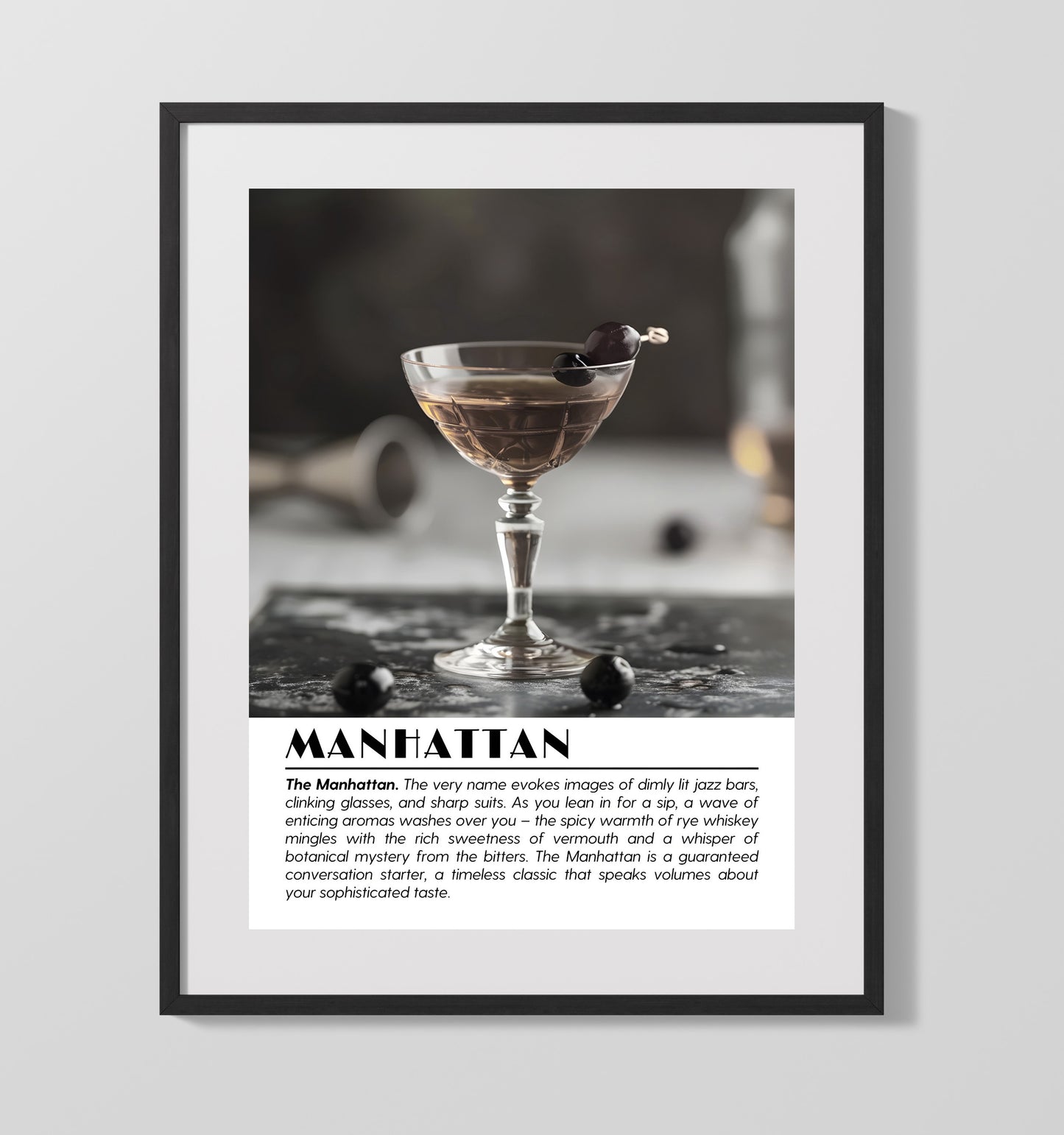 Manhattan Whiskey Classic Drinks Defined Poster - 16x20 Gallery Frame