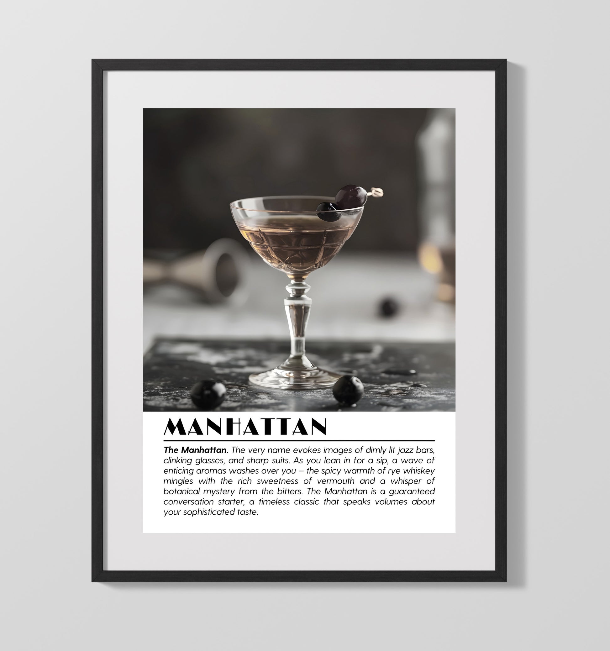 Manhattan Whiskey Classic Drinks Defined Poster - 16x20 Gallery Frame