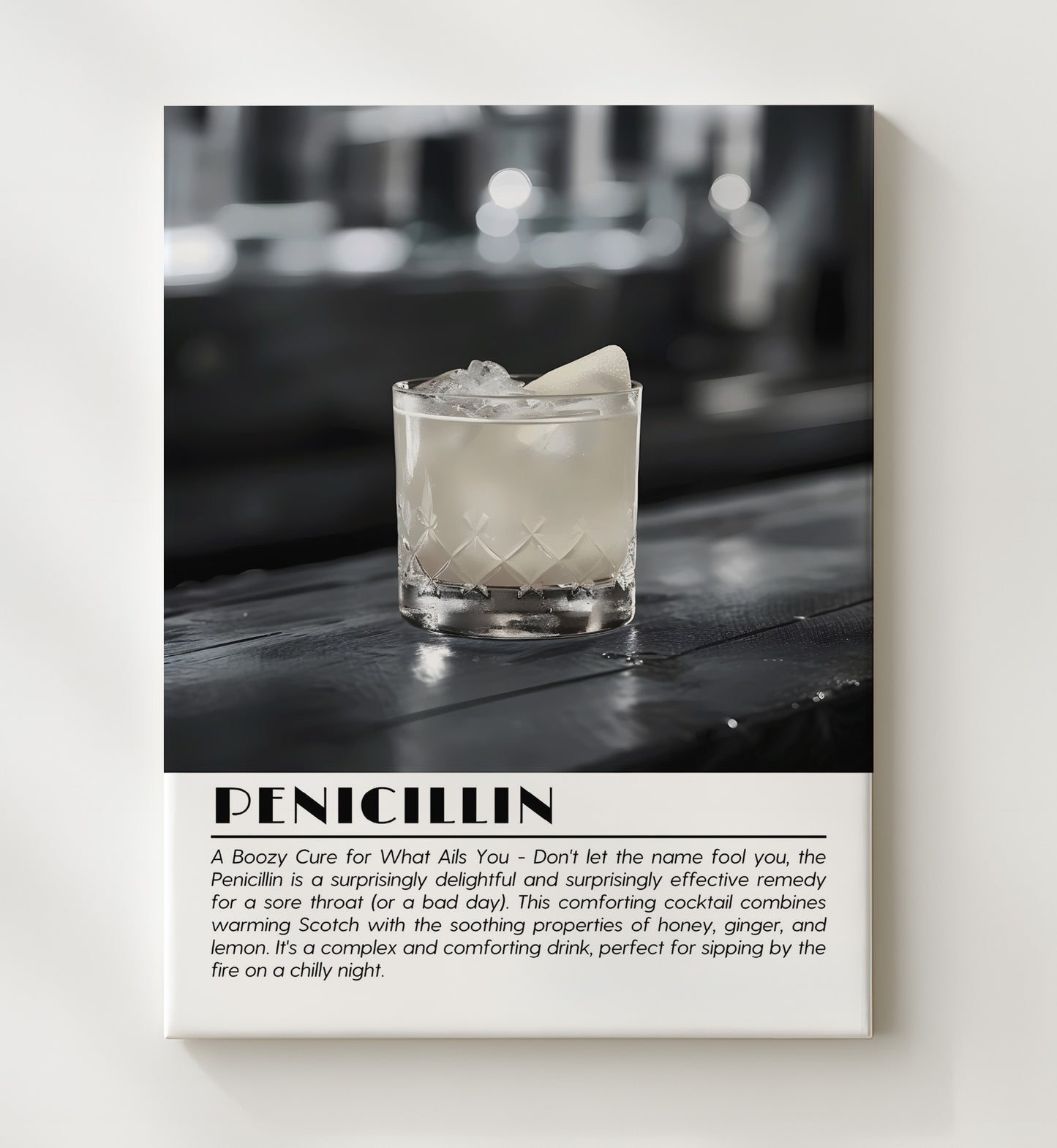 Penicillin Boozy Cure Drinks Defined Poster - 20x24 Canvas