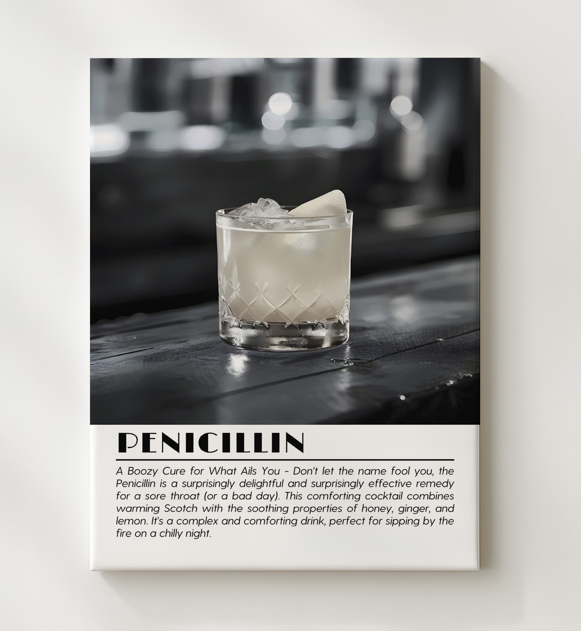 Penicillin Boozy Cure Drinks Defined Poster - 20x24 Canvas