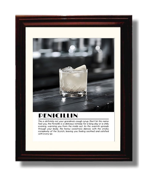 Penicillin Scotch Remedy Drinks Defined Poster - 8x10 Beveled Frame