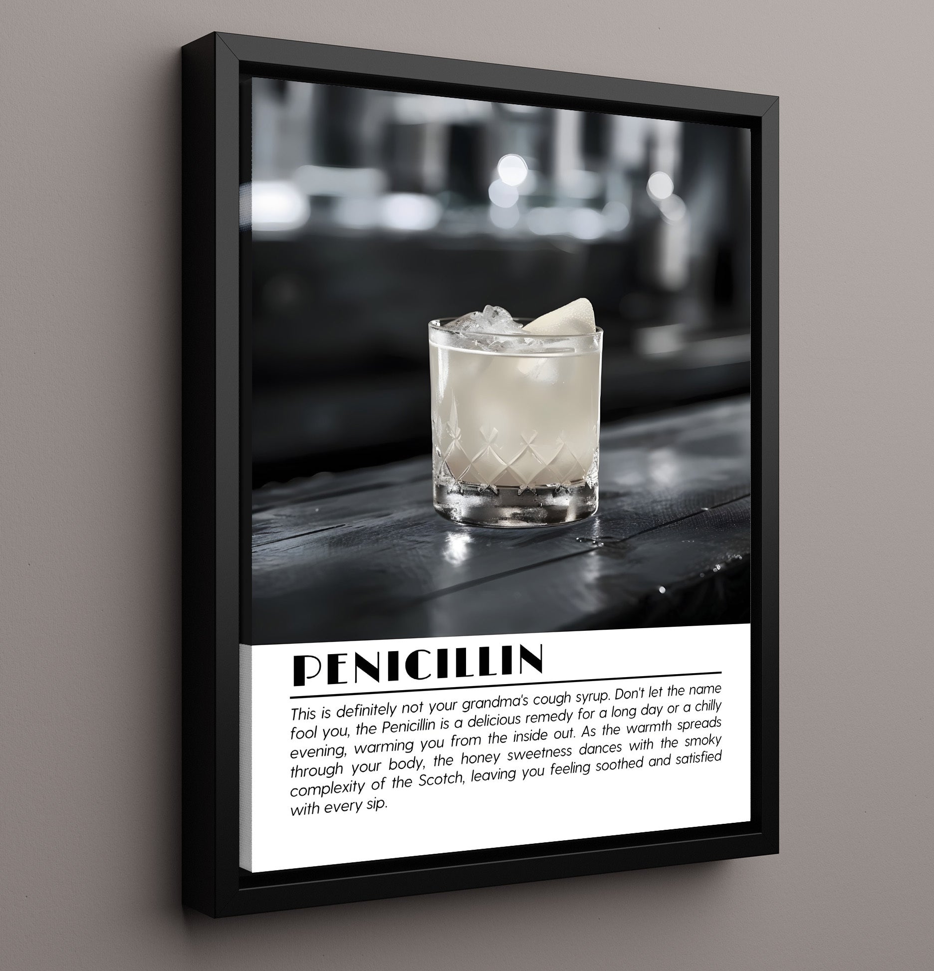 Penicillin Scotch Remedy Drinks Defined Poster - 16x20 Framed Canvas