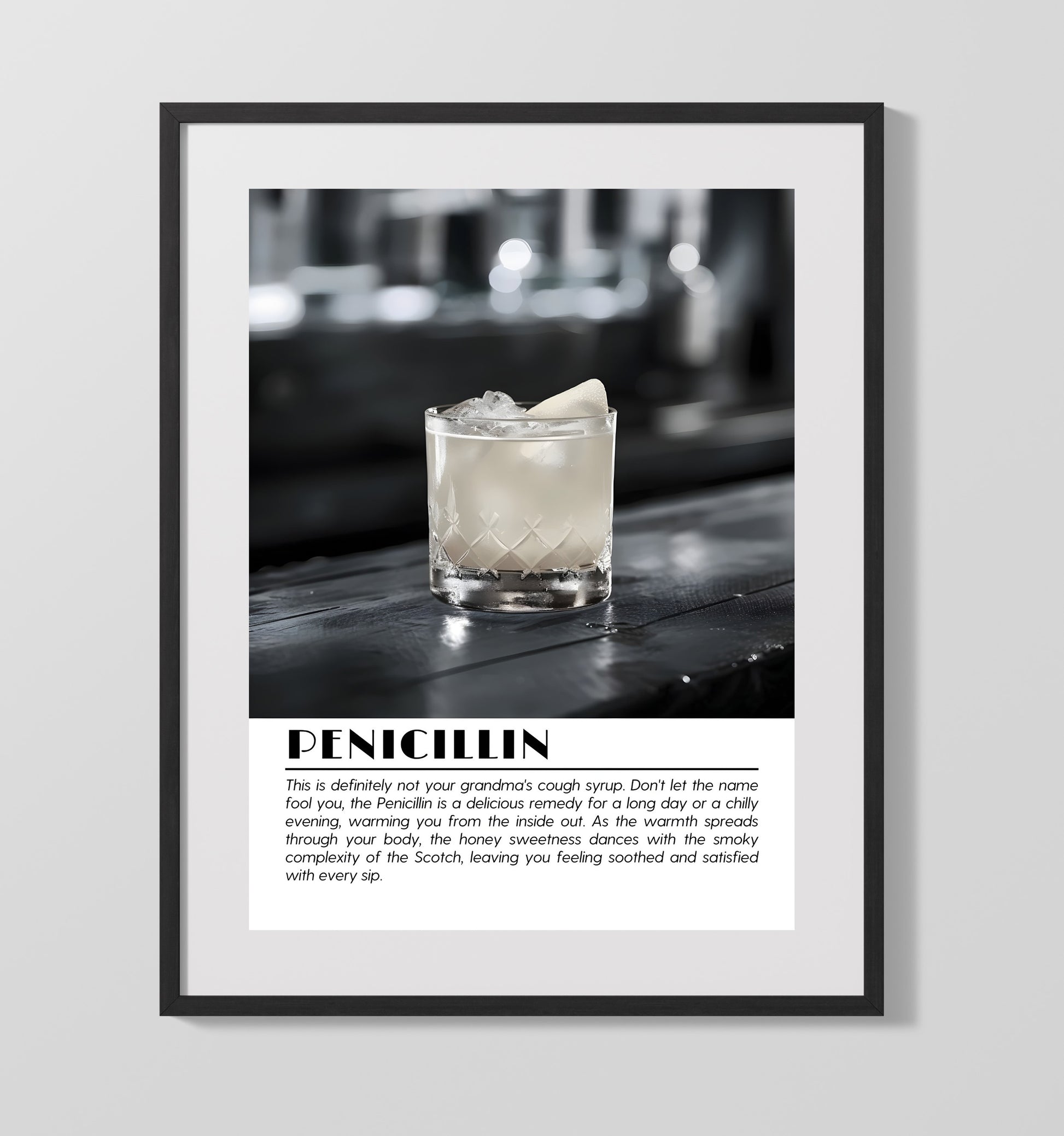 Penicillin Scotch Remedy Drinks Defined Poster - 16x20 Gallery Frame