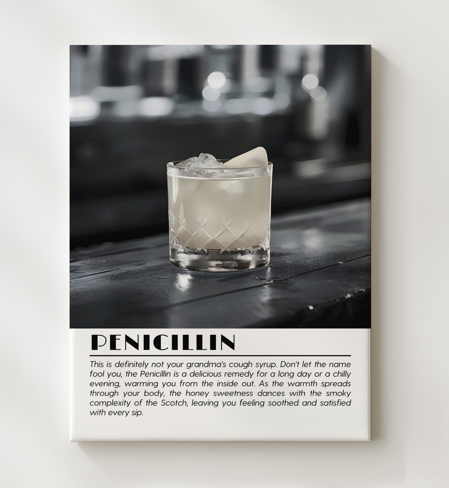Penicillin Scotch Remedy Drinks Defined Poster - 20x24 Canvas