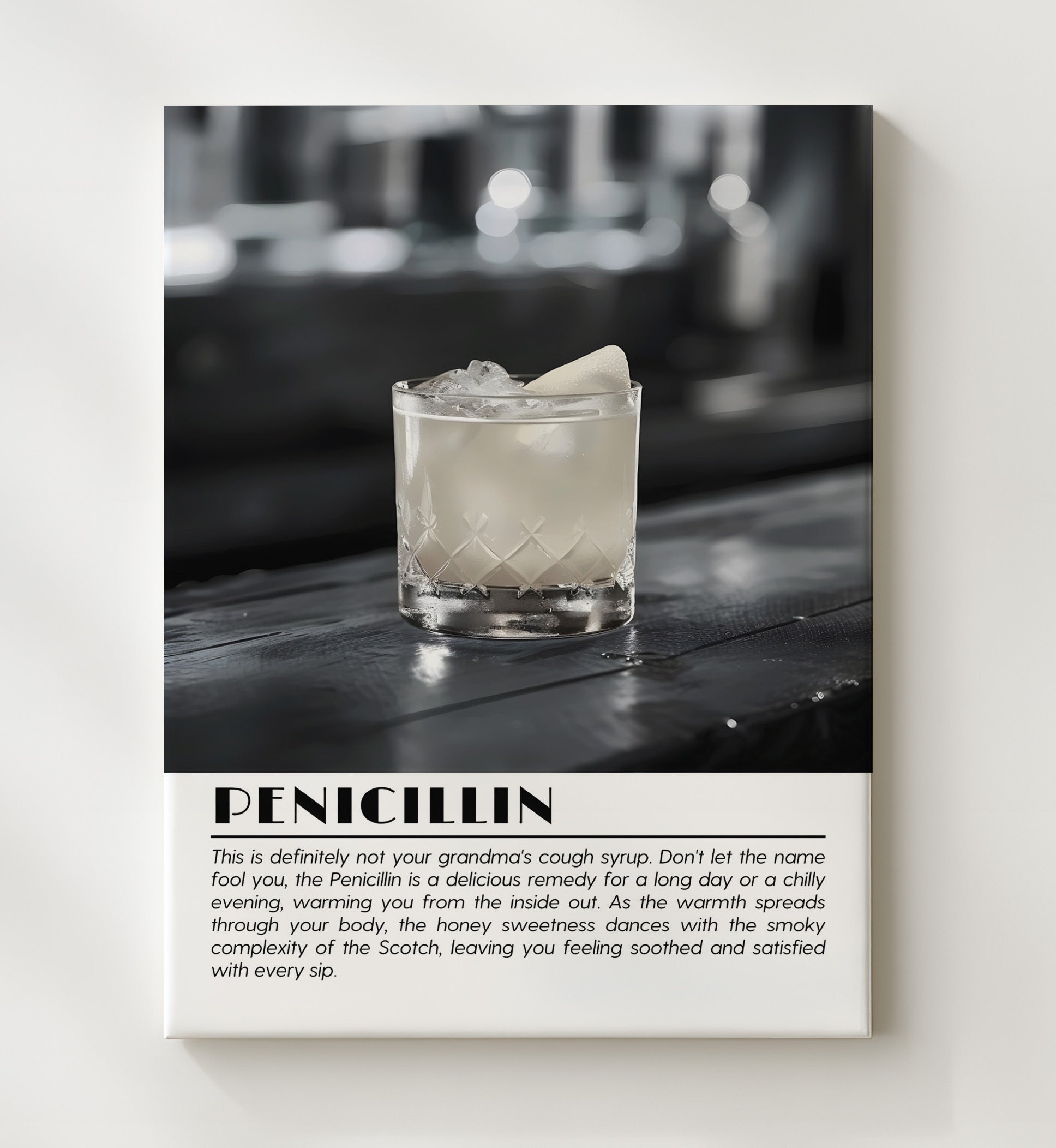 Penicillin Scotch Remedy Drinks Defined Poster - 20x24 Canvas
