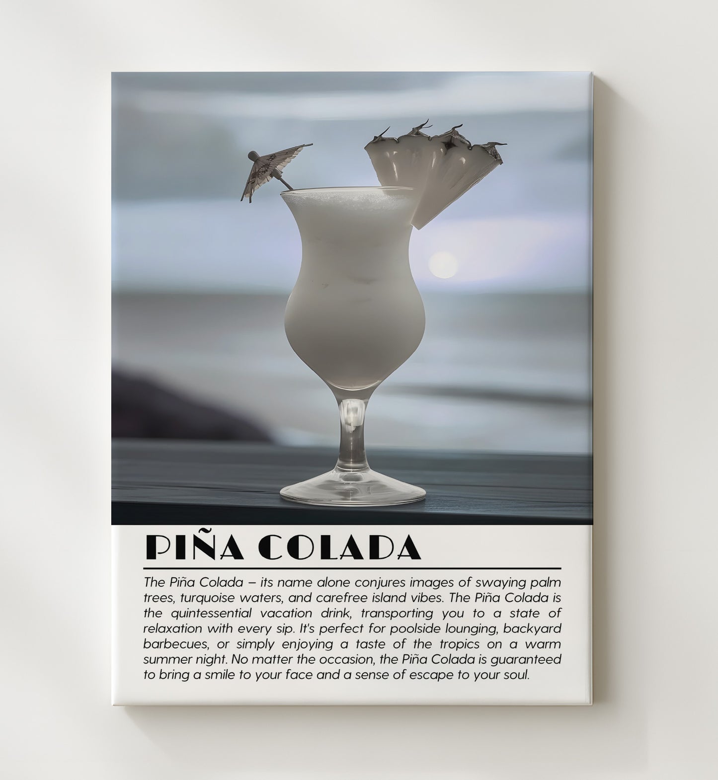 Pina Colada Tropical Escape Drinks Defined Poster - 20x24 Canvas