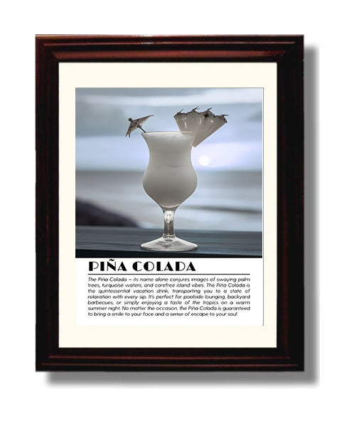 Pina Colada Tropical Escape Drinks Defined Poster - 8x10 Beveled Frame
