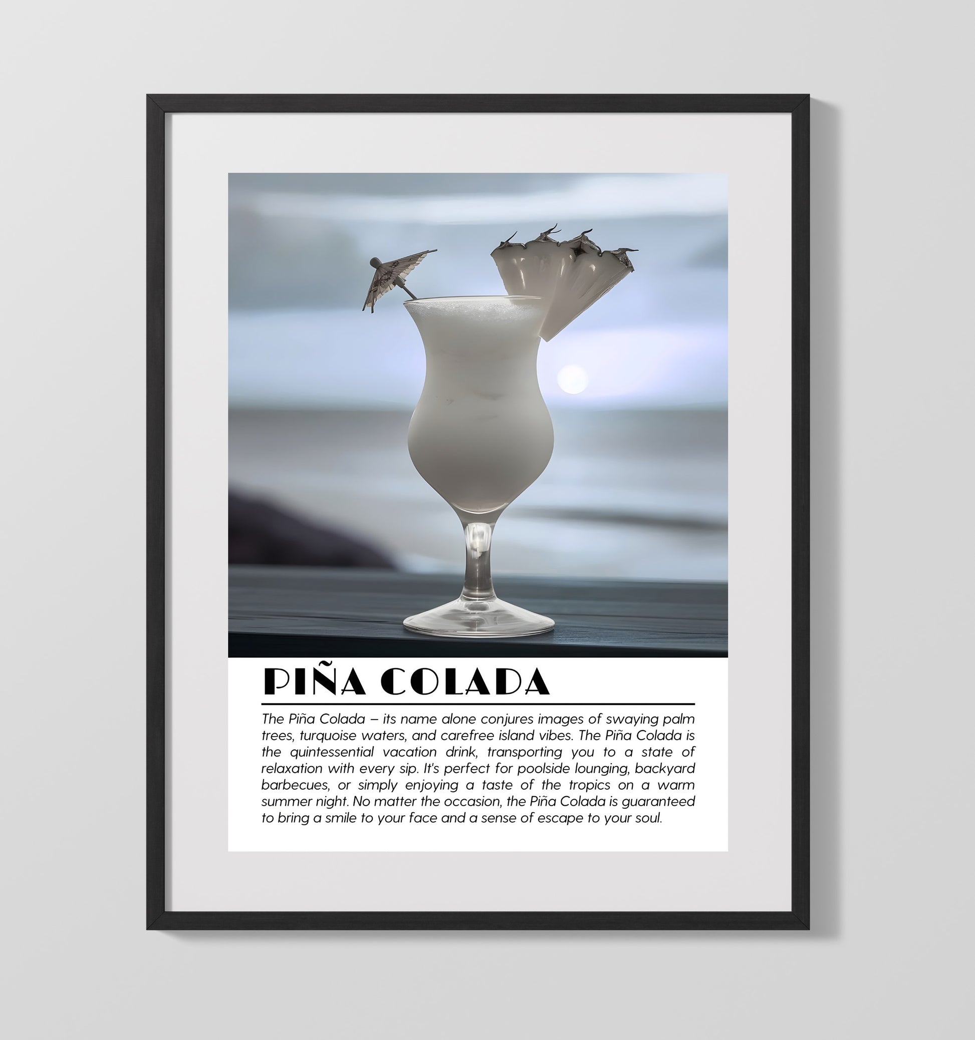 Pina Colada Tropical Escape Drinks Defined Poster - 16x20 Gallery Frame