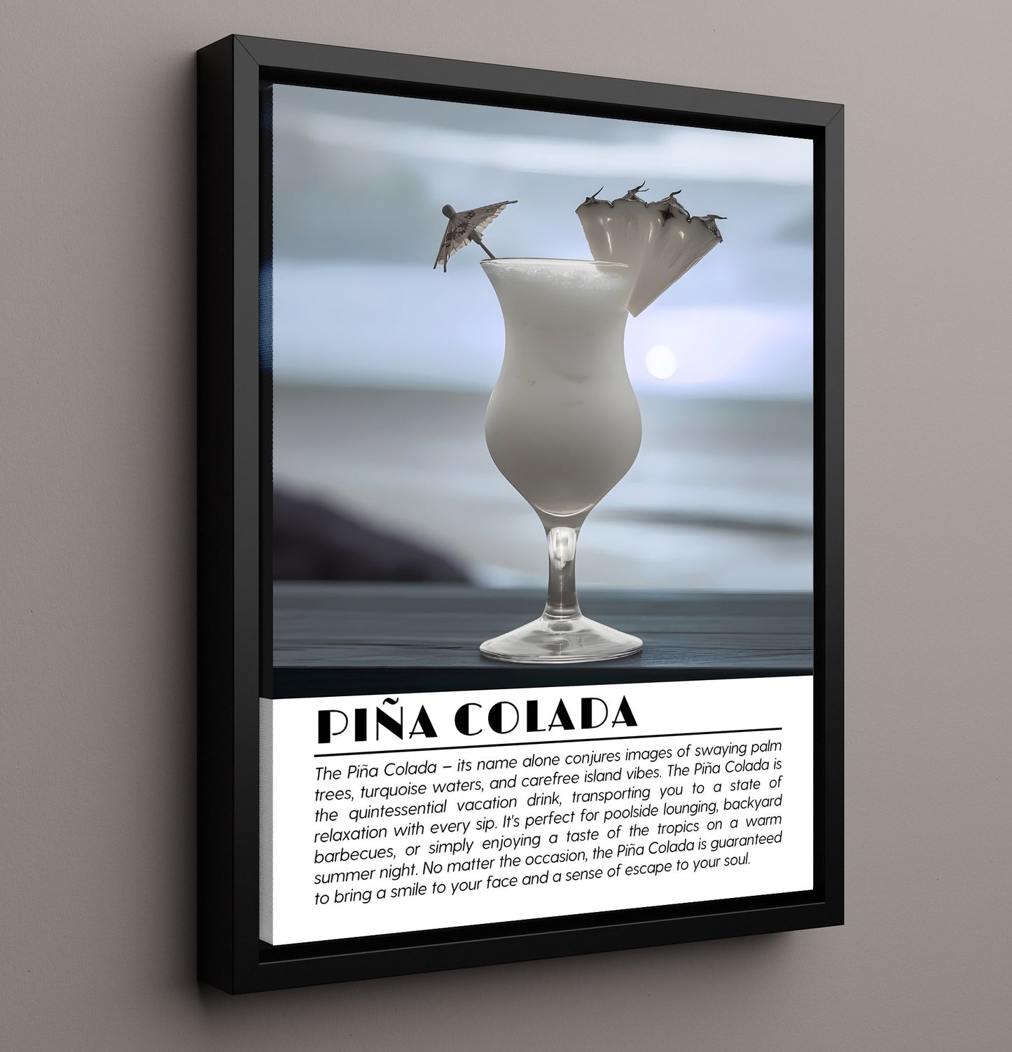 Pina Colada Tropical Escape Drinks Defined Poster - 16x20 Framed Canvas