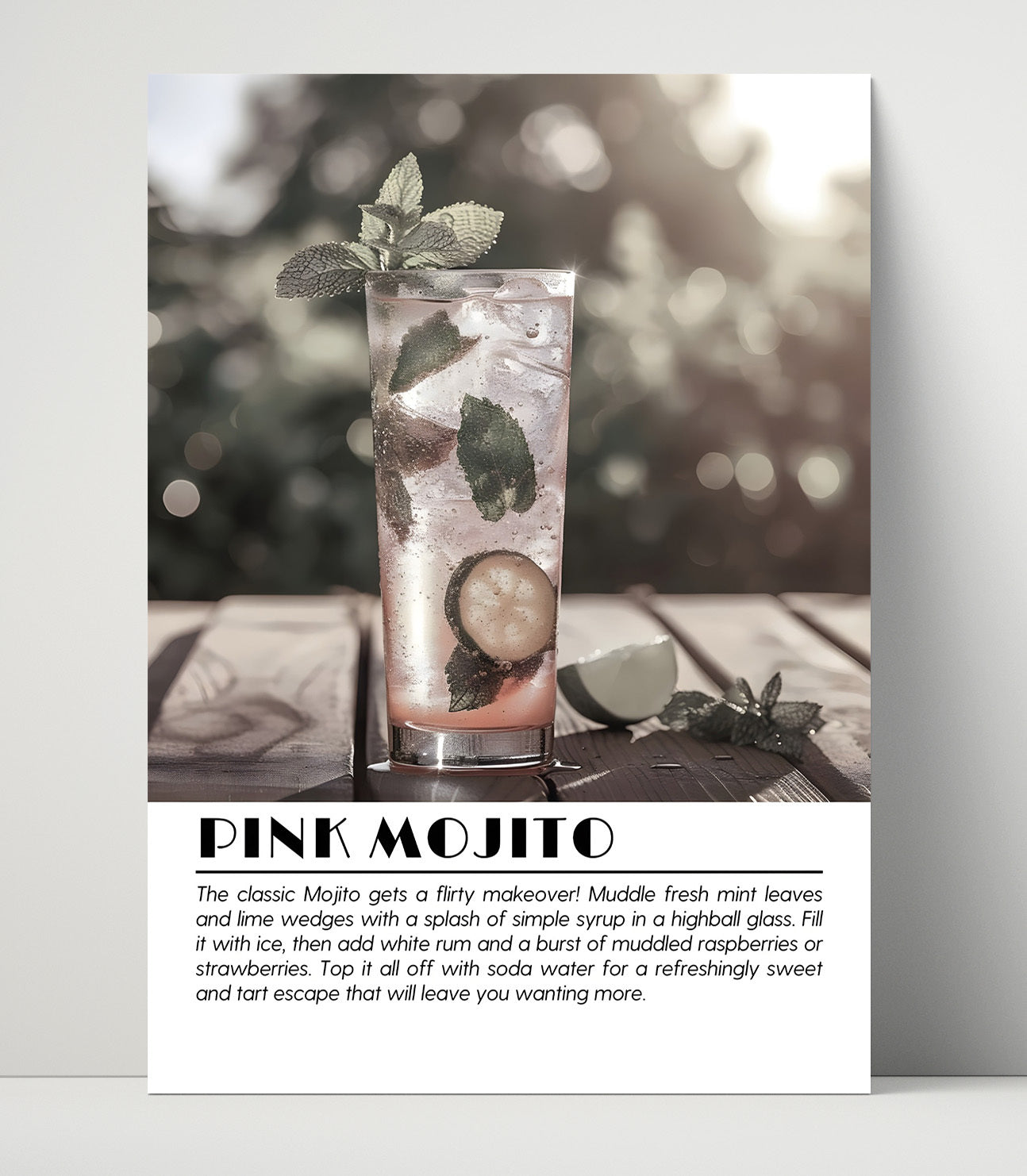 Pink Mojito Berry Mint Drinks Defined Poster - 16x20 Unframed Print