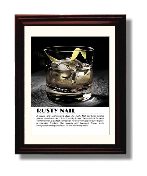 Rusty Nail Scotch Classic Drinks Defined Poster - 8x10 Beveled Frame