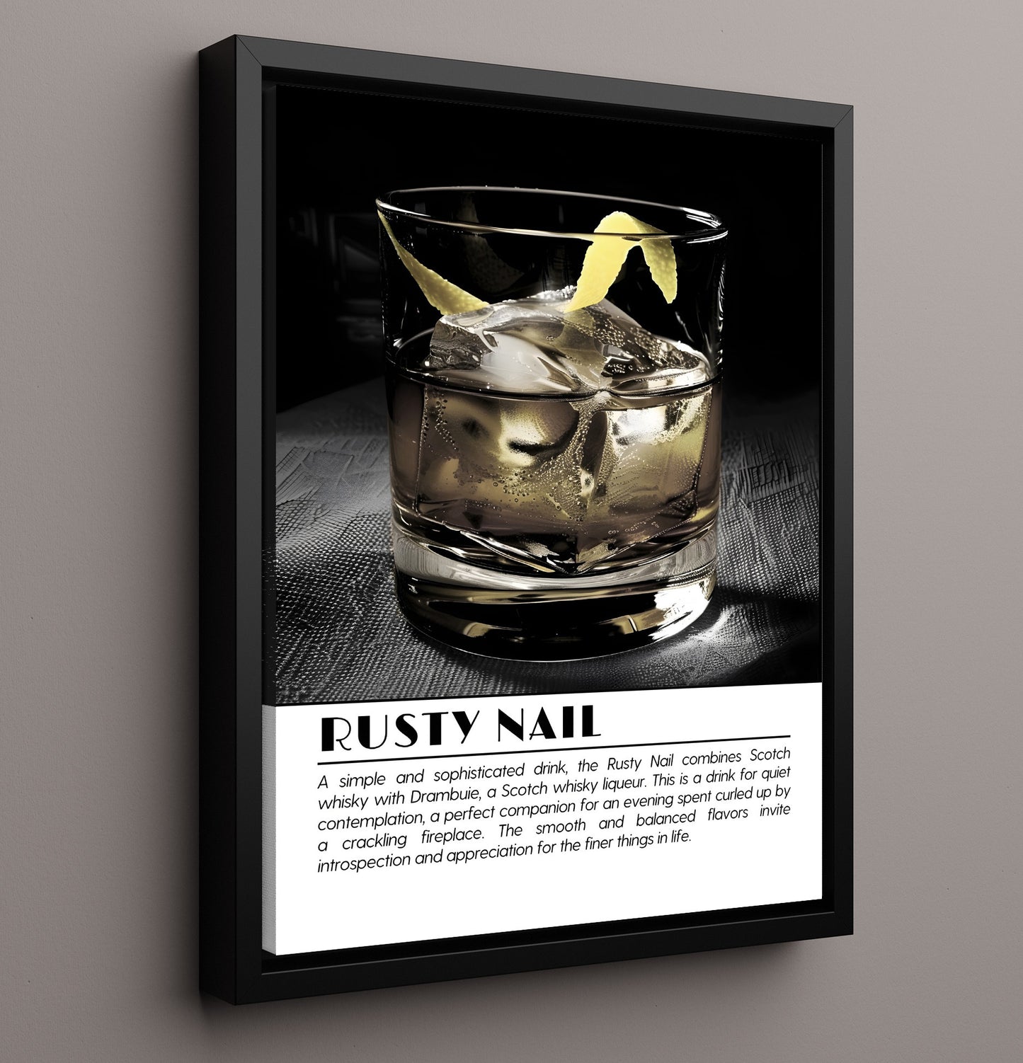 Rusty Nail Scotch Classic Drinks Defined Poster - 16x20 Framed Canvas
