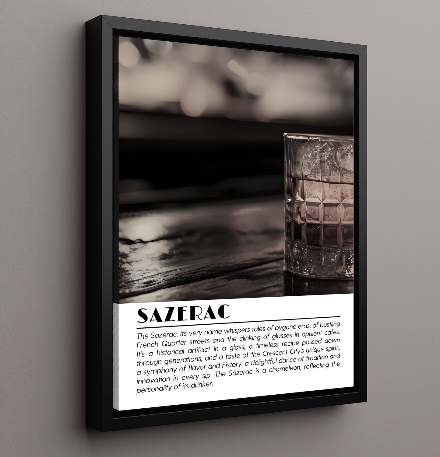 Sazerac New Orleans Classic Drinks Defined Poster - 16x20 Framed Canvas