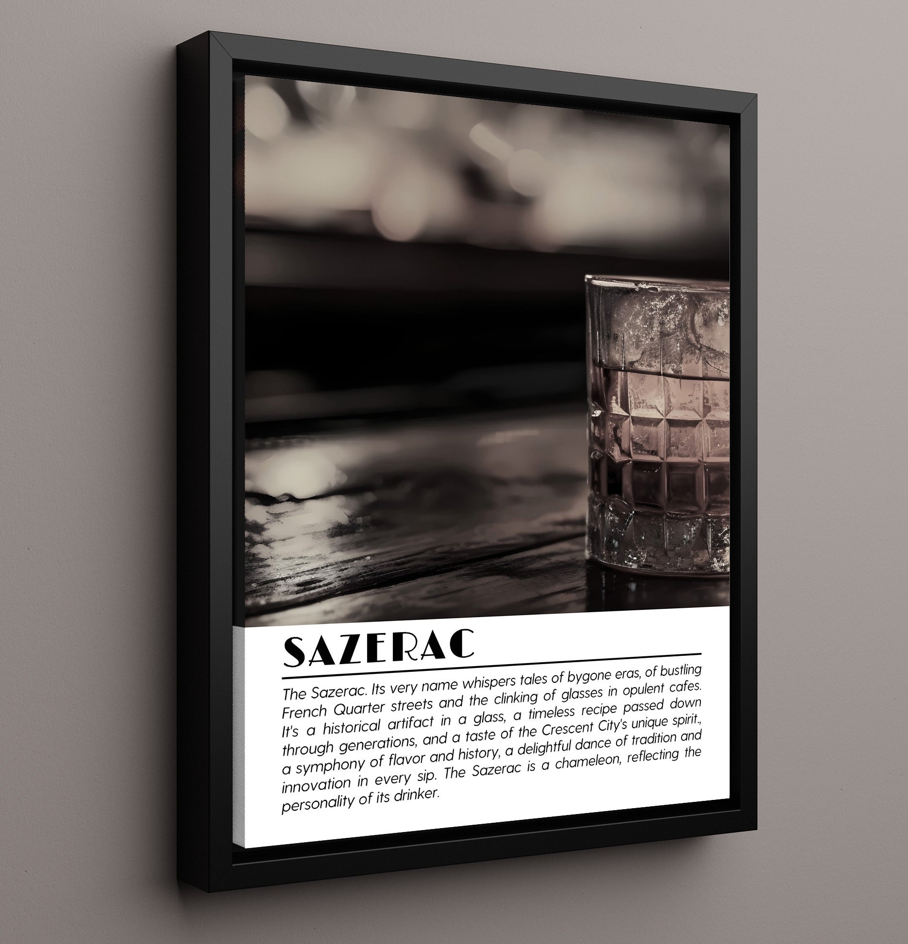 Sazerac New Orleans Classic Drinks Defined Poster - 16x20 Framed Canvas