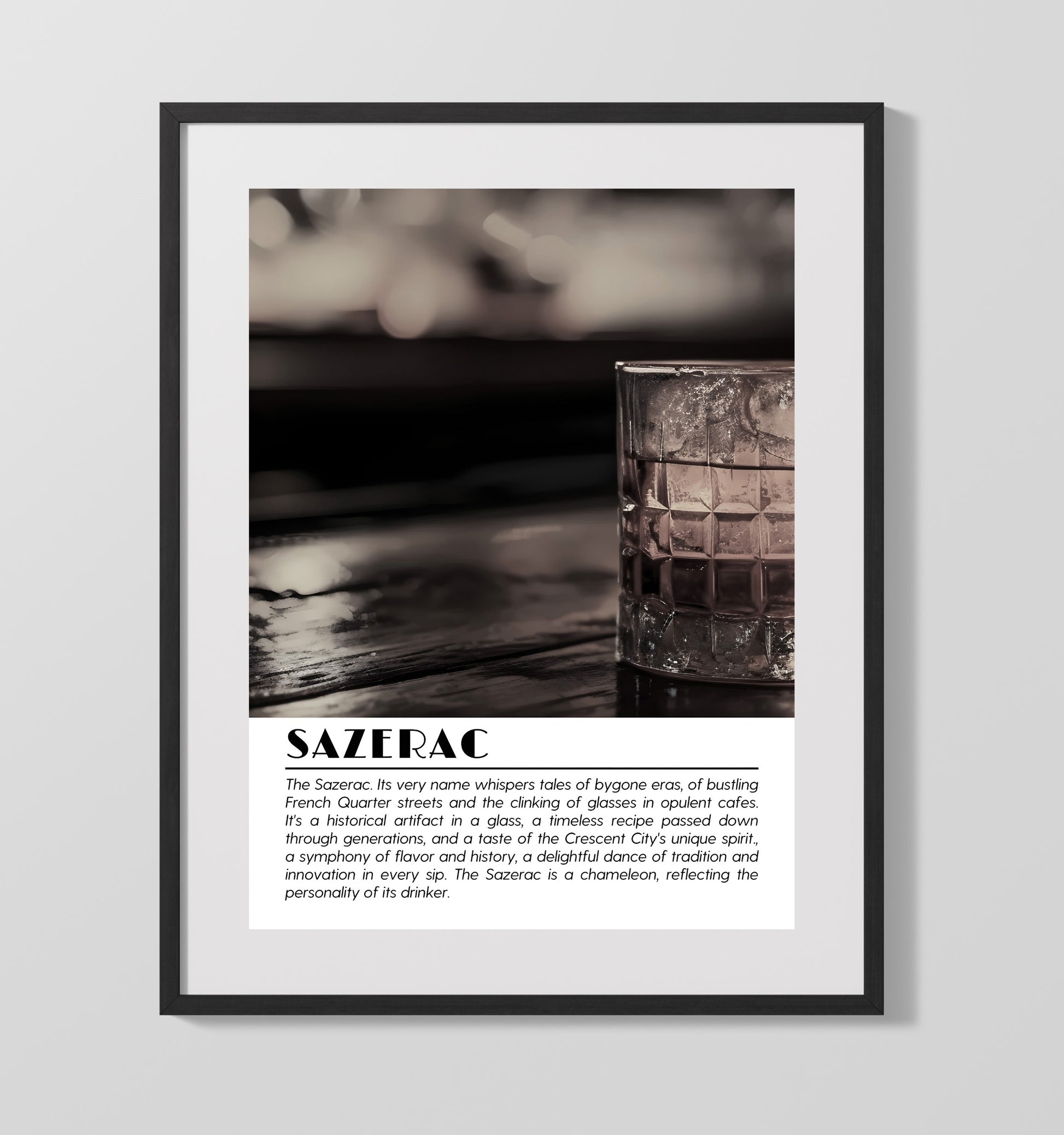 Sazerac New Orleans Classic Drinks Defined Poster - 16x20 Gallery Frame