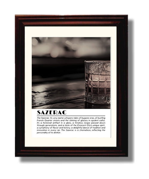 Sazerac New Orleans Classic Drinks Defined Poster - 8x10 Beveled Frame