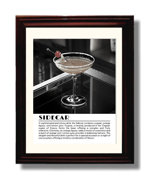 Sidecar Cherry Garnish Drinks Defined Poster - 8x10 Beveled Frame