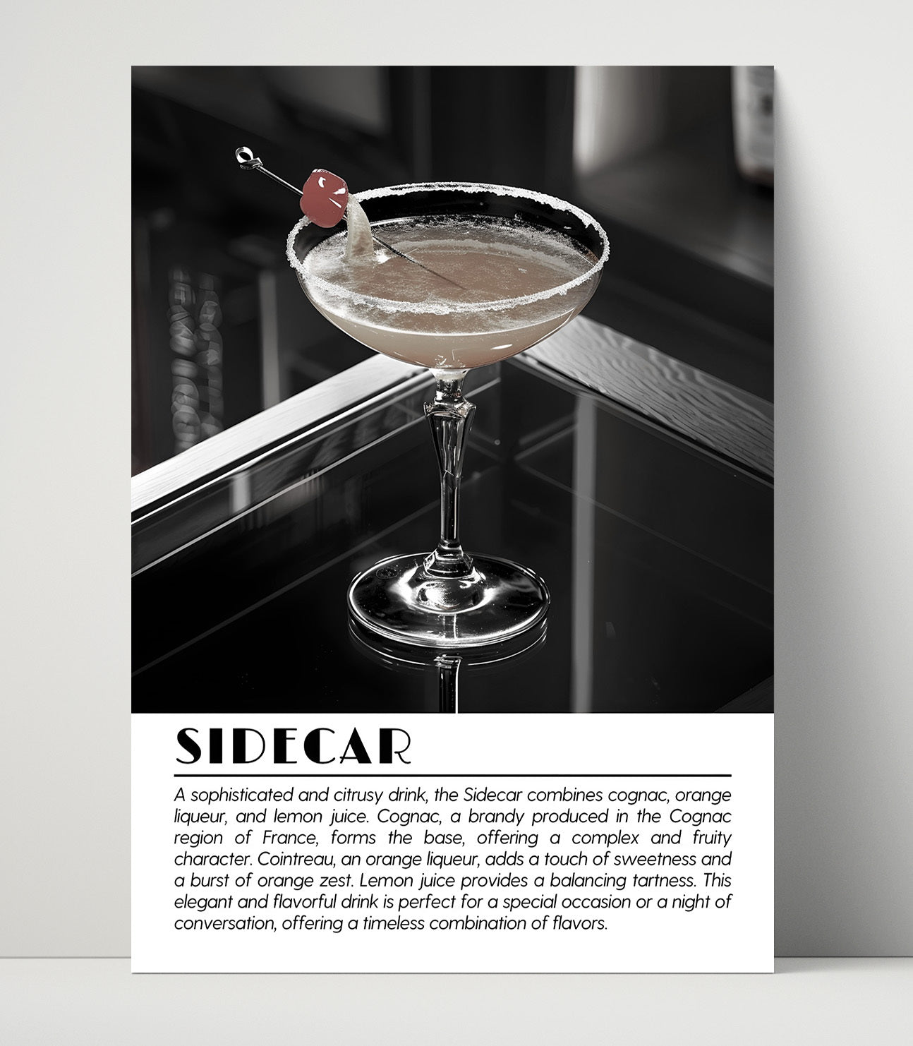 Sidecar Cherry Garnish Drinks Defined Poster - 16x20 Unframed Print