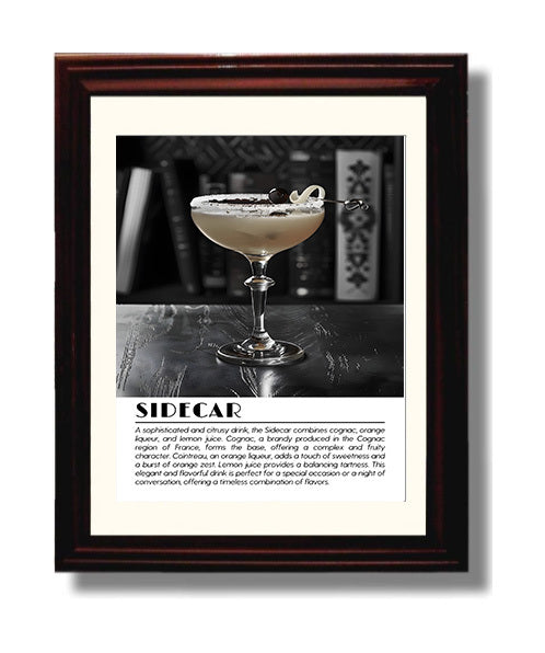 Sidecar Cognac Classic Drinks Defined Poster - 8x10 Beveled Frame