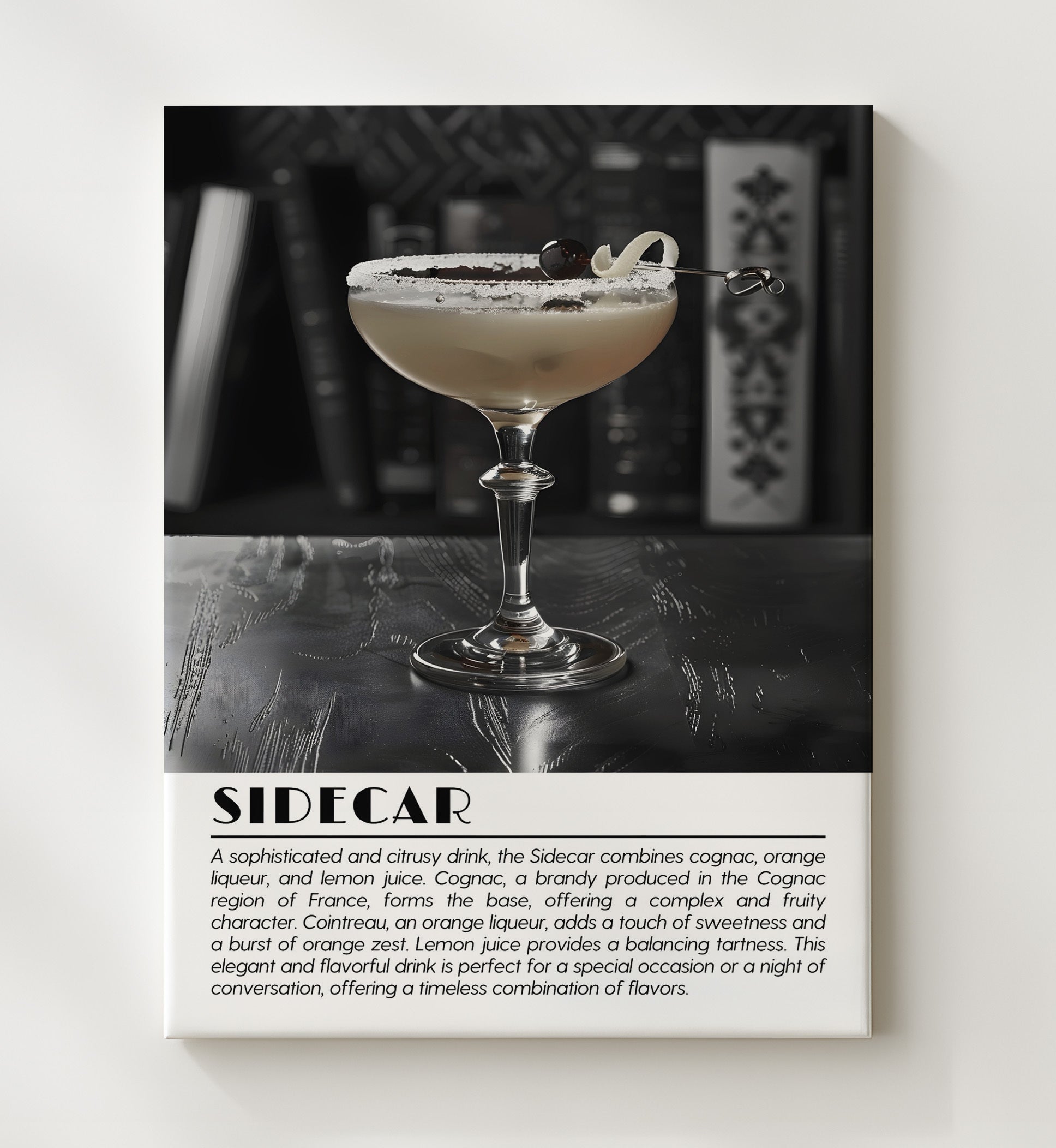 Sidecar Cognac Classic Drinks Defined Poster - 20x24 Canvas