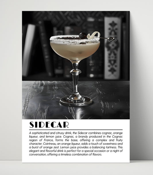 Sidecar - Cognac Classic - Cocktail Definition - 16x20 Unframed Print